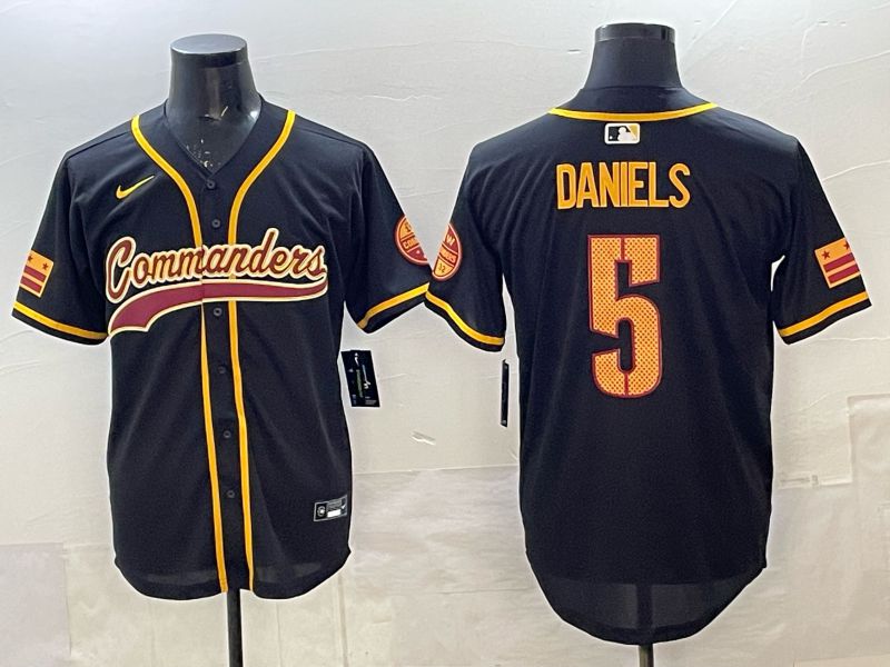 Men 2025 Nike Washington Commanders #5 Daniels Black 3th generation Joint Name Limited NFL Jersey 008